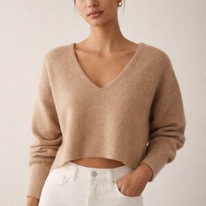The Group Babaton (Aritzia) 100% Merino Wool Cropped Sweater – XS – Taupe